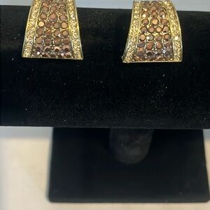 Heidi Daus Gold and Brown Geometric Statement Earrings